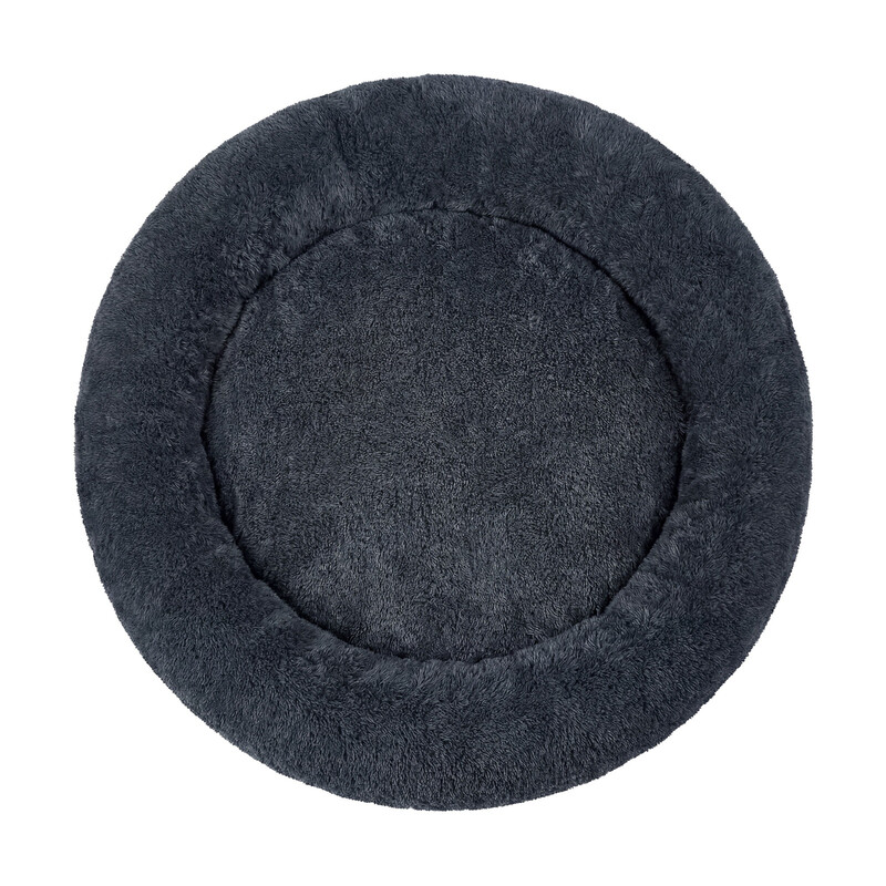 SONGMICSHOME Fluffy Calming Donut Dog Bed with Removable, Washable Cover, Dark Gray