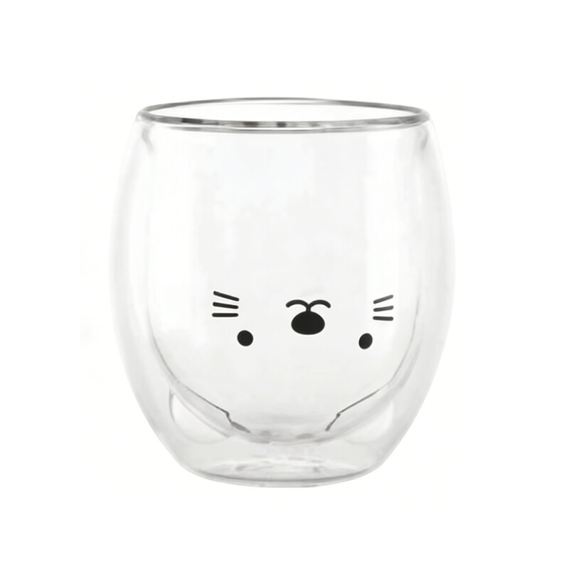 Cute Cat Glass Cup Tea Glasses Drinking Glasses Coffee Glass 260ml 1pc