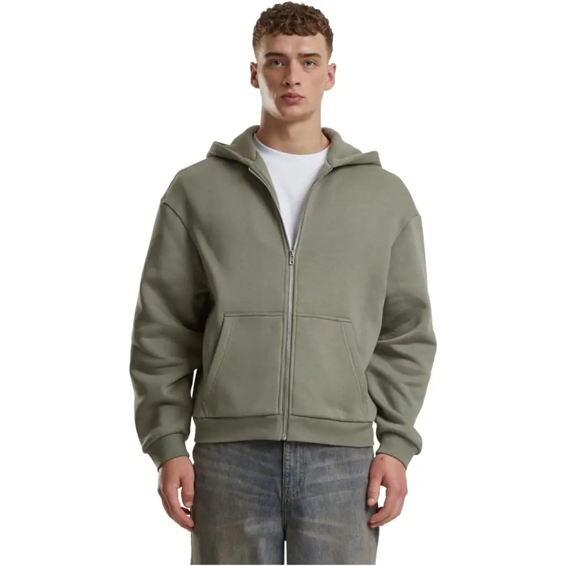 Urban Classics fleecedweverige kapuchon-sweatshirt met trekkoord, paleolive groen, maat M