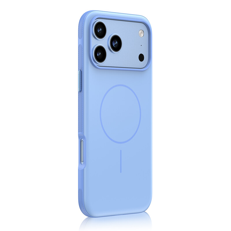 IM-CHEN iPhone 18 Pro hoesje, Compatibel met 17 Pro, Huidvriendelijk aanraking, Antislip frame, MagSafe magnetische versie, Hemelsblauw, 1 stuk