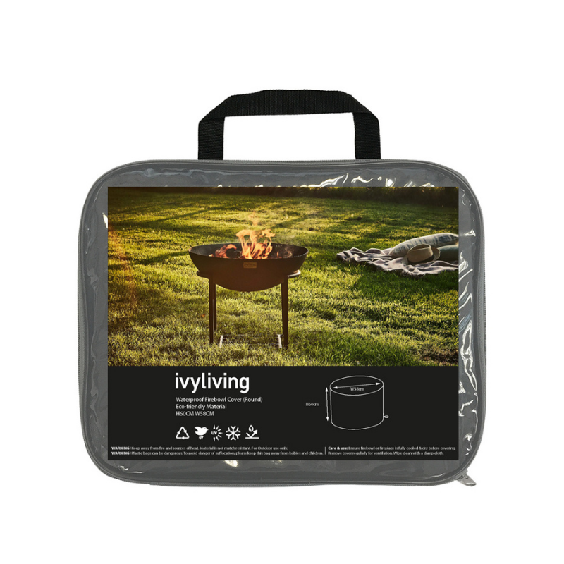 Ivyline Waterproof Fire Pit Cover In Eco-Friendly Material (Round) H60cm W58cm