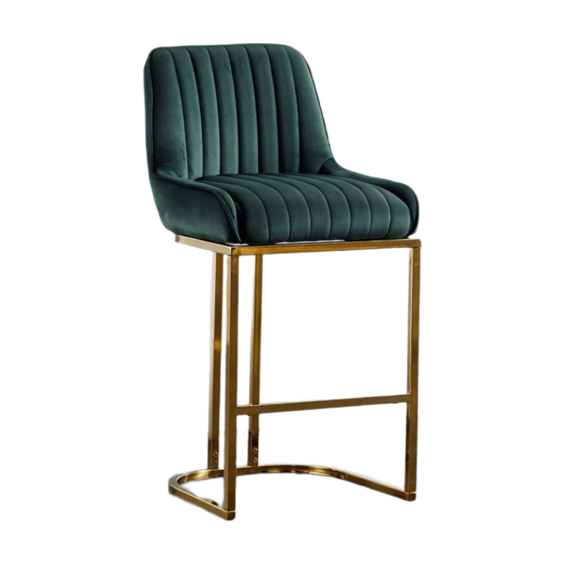 Bar Stools Set of 2 Velvet Counter Chairs with Backrest Breakfast Bar Stools for Kitc