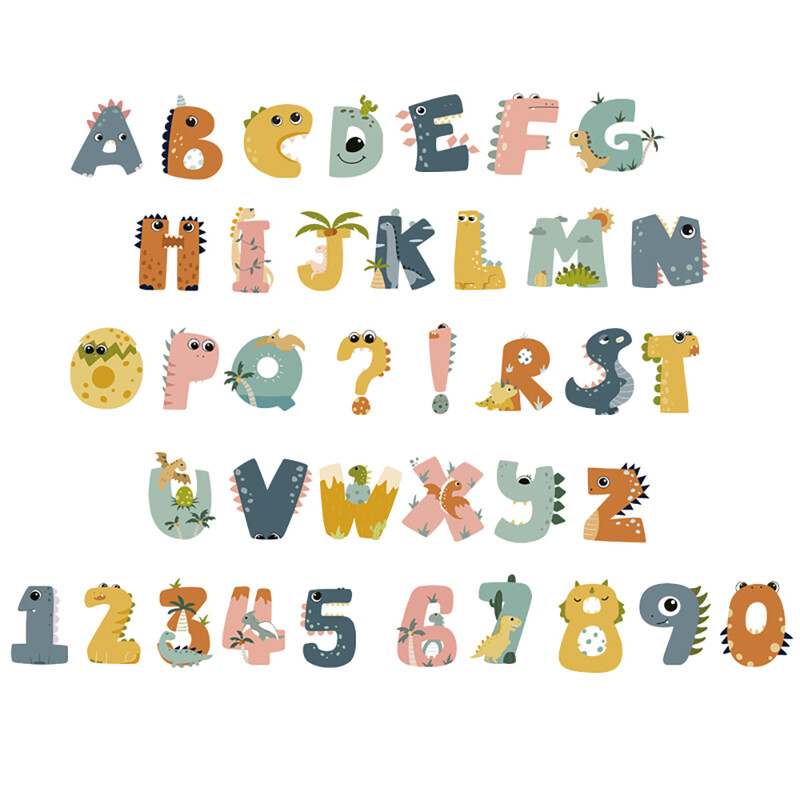 Multi-colored cartoon letter wall stickers, peelable and removable decorative wall st