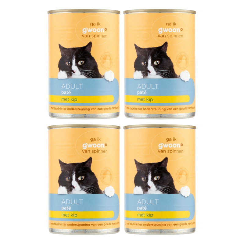 g'woon Nourriture pour chats pâtée au poulet, Boîte de 400 g * 4