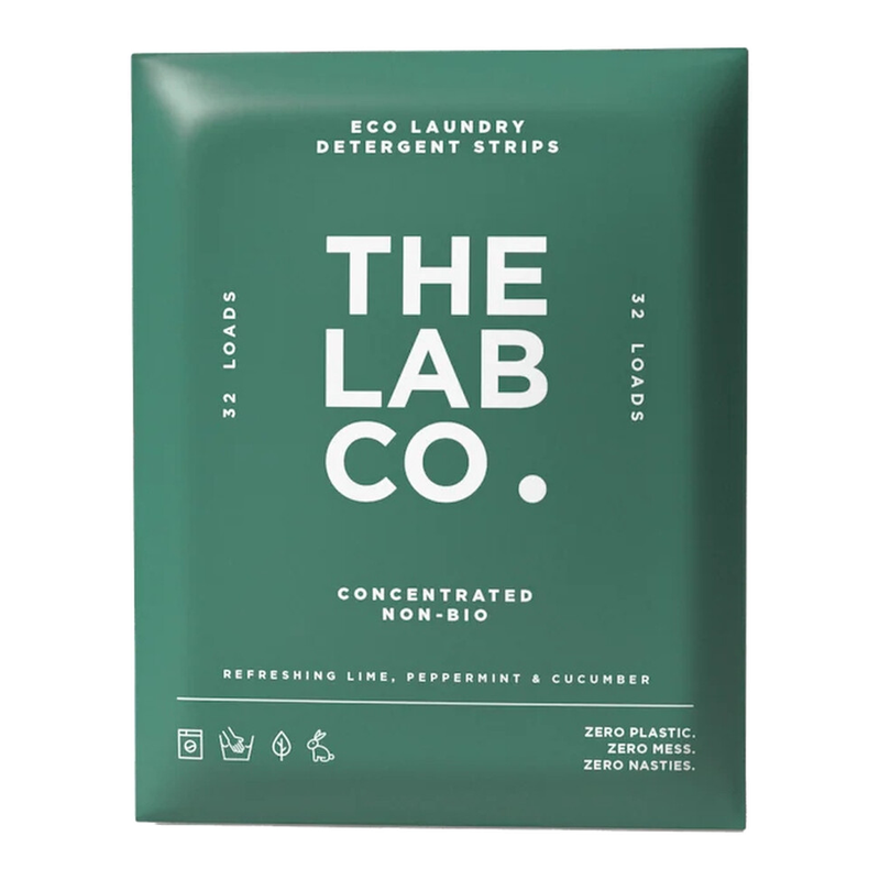 The Lab Co. Laundry Detergent Strips Washing Sheets | Eco Ultra-Concentrated | Non-Bio for Sensitive Skin | Non-Toxic Fragrance | EDC-Free | Lab-Tested | Refreshing Lime Eucalyptus Cucumber | 32 Loads