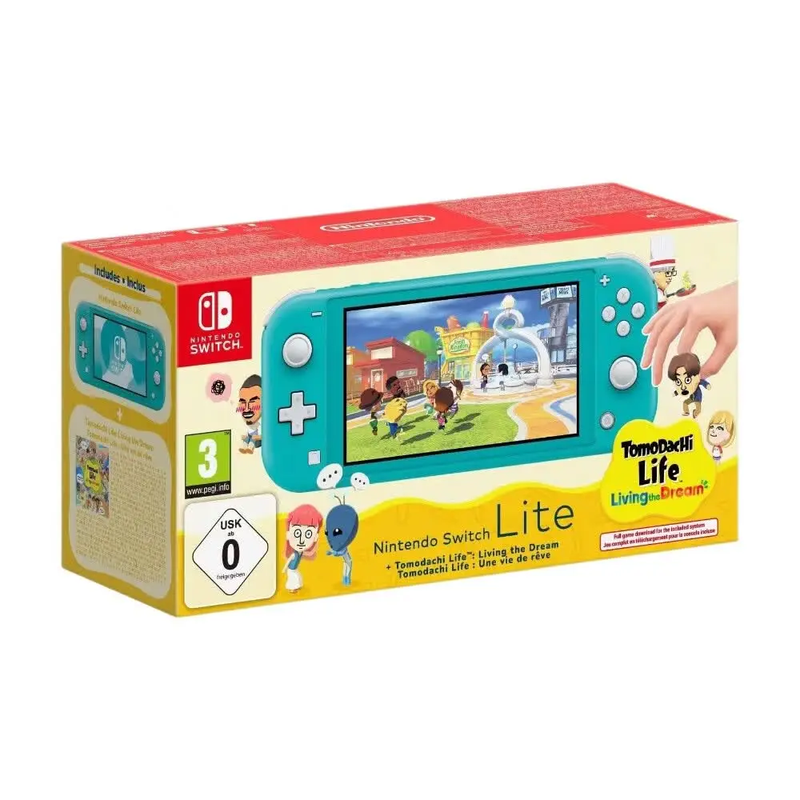Nintendo Switch Lite handheld gameconsole bundel 32 GB turquoise met Tomodachi Life: Wo dromen uitkomen download + 30 dagen Nintendo Switch Online proefperiode