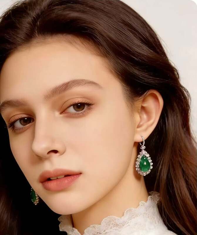 Emerald Natural chalcedony stud earrings, stud earrings, earrings, earrings, earrings