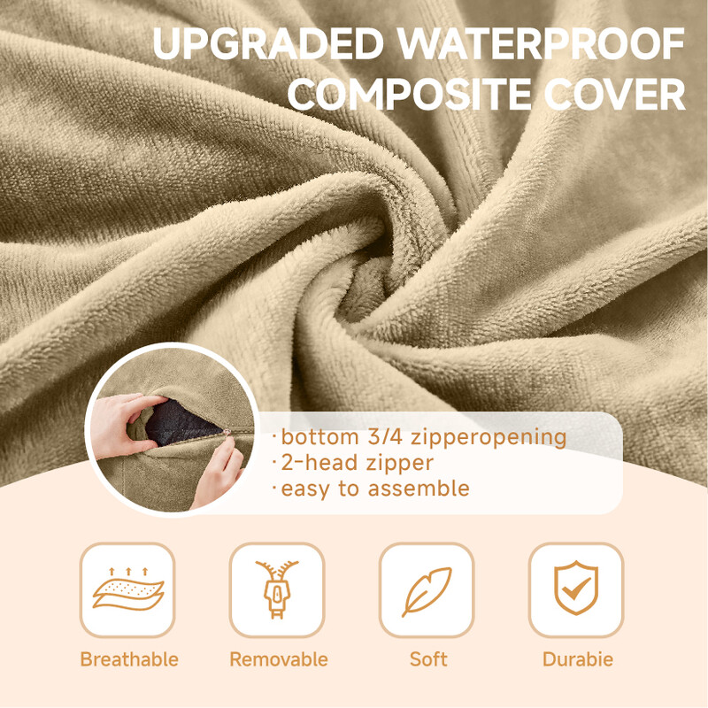 Beige bean bag sofa with soft plush cover 100cm