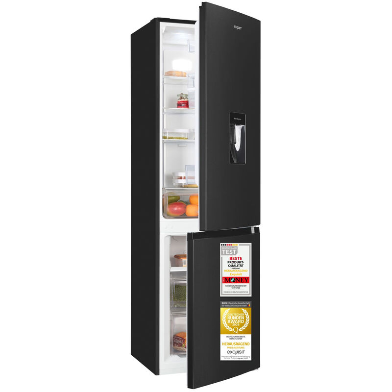 Exquisit Kühl-Gefrierkombination inoxlook-az | 251 l Nutzinhalt, Energieklasse C, 39 dB | No Frost, Automatik, elektronische …