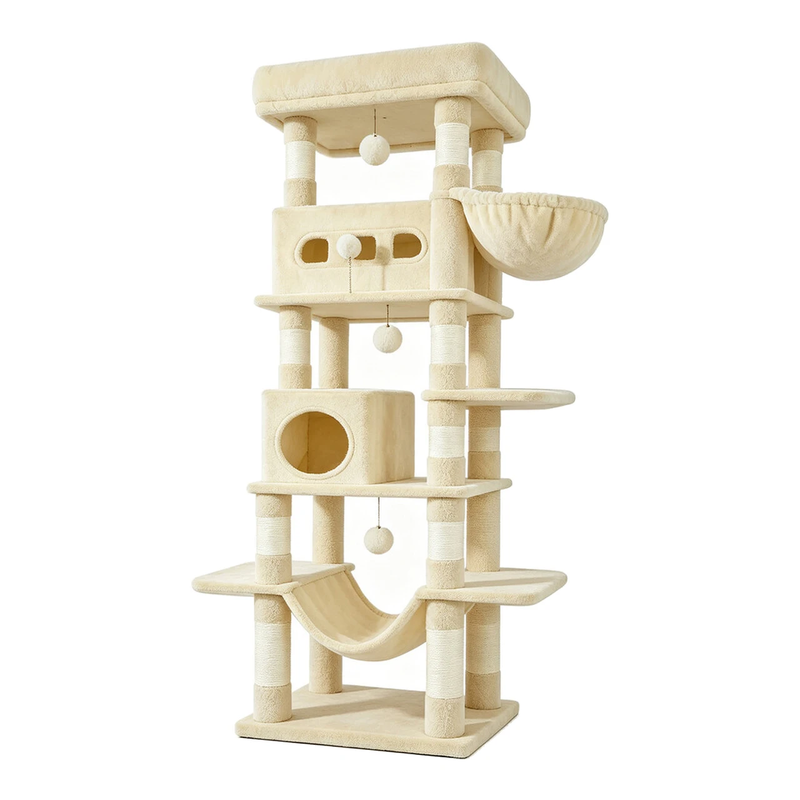 172,5 cm hoher Katzenbaum, 8 Sisalstämme, sechsstufige Kletterstruktur, Doppelhöhle + große Plattform, stabiler Katzenbaum für mehrere …