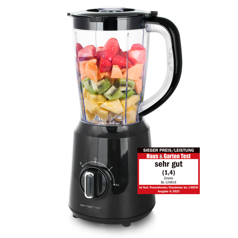 Emerio BL-124816.8, 1,5 L Blender, 2 Snelheden, Zwart