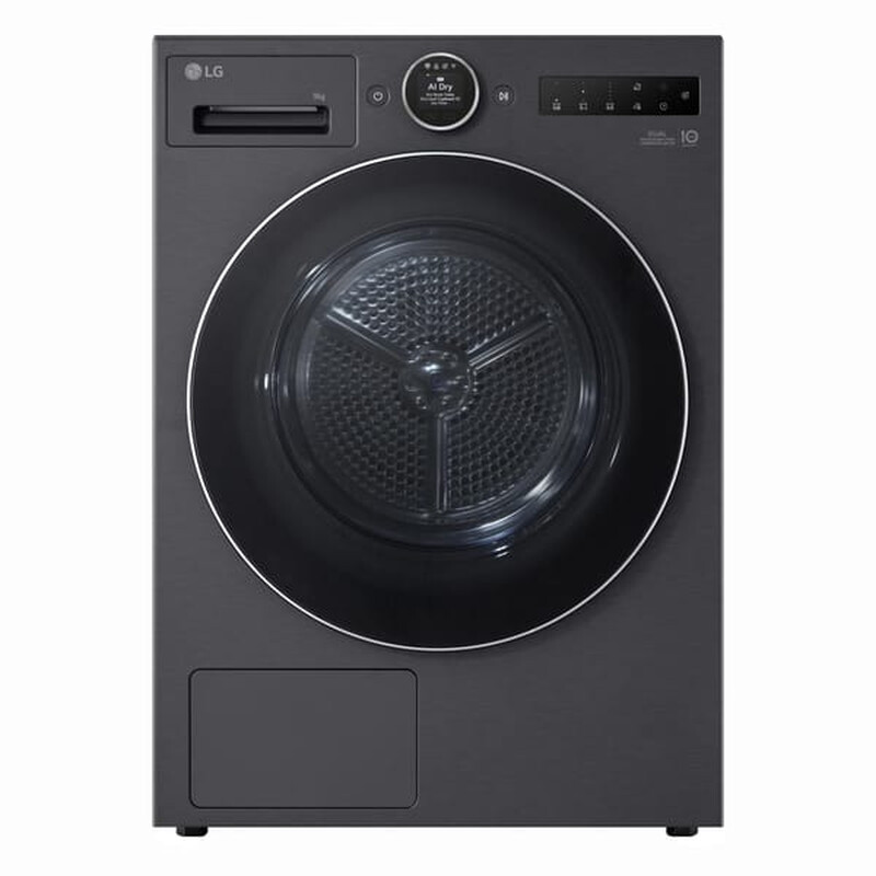 LG Wärmepumpentrockner 9 kg A Energieklasse: Freistehend mit AI Dry, Dual Inverter, Wi-Fi und Allergy Care in mattschwarz