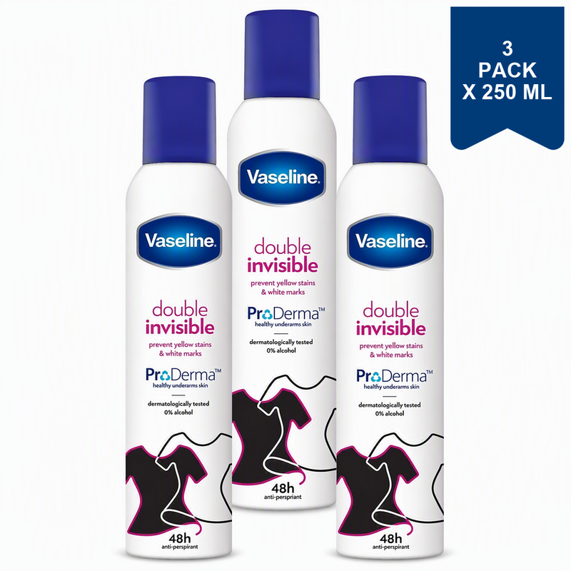 Vaseline Deo Double Invisible 250 ml (3-Pack)