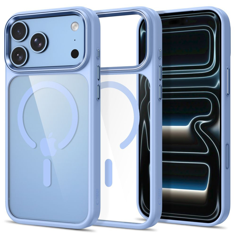 Tech-Protect Magmat Coque CC MagSafe pour iPhone 17 Pro / 18 Pro - Transparent Bleu Clair