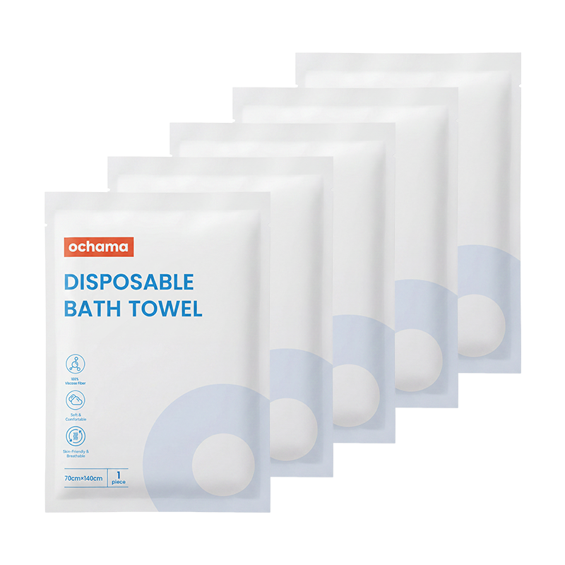 Ochama Disposable Bath Towels, 70×140cm, Pack of 5 (1 Towel per Separate Pack) Must-Have for Business Trips & Travel – Large, Portable, Hygienic Bath Towels