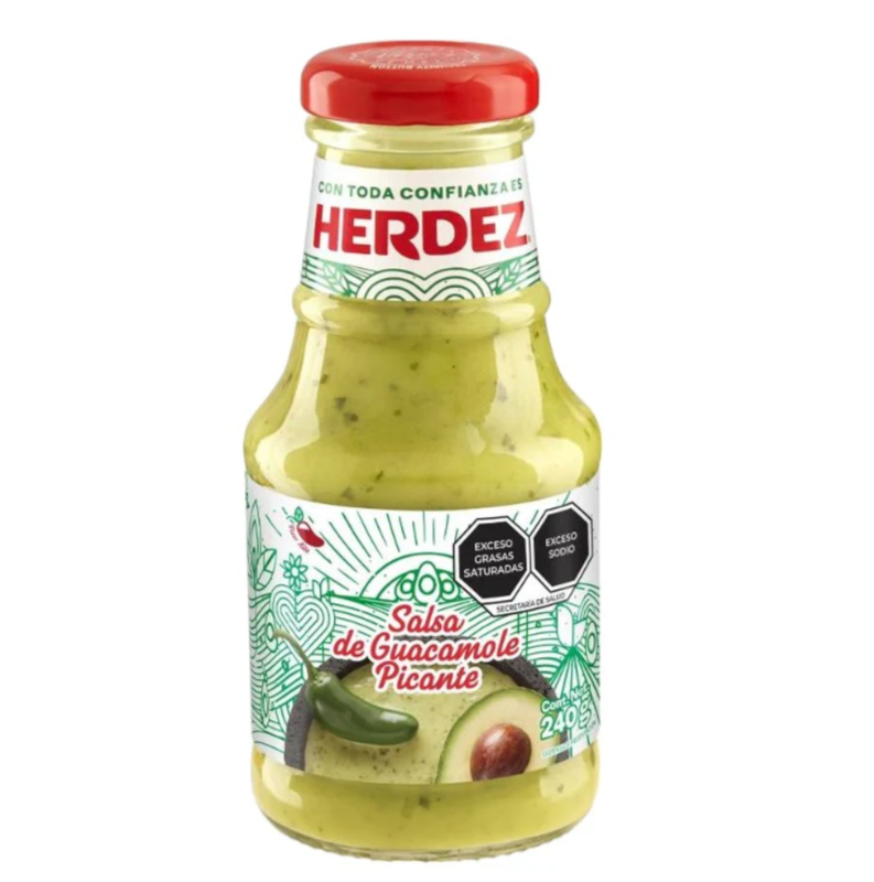 HERDEZ SALSA HERDEZ SALSA GUACAMOLE PICANTE GLAS 240g