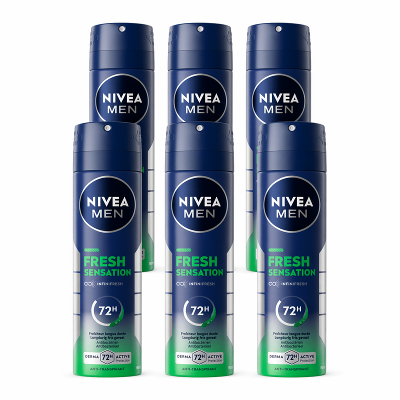 NIVEA MEN Fresh Sensation Anti-transpirant Spray - Deodorant - 72 h Bescherming - Alcoholvrij - 150 ml (6-Pack)
