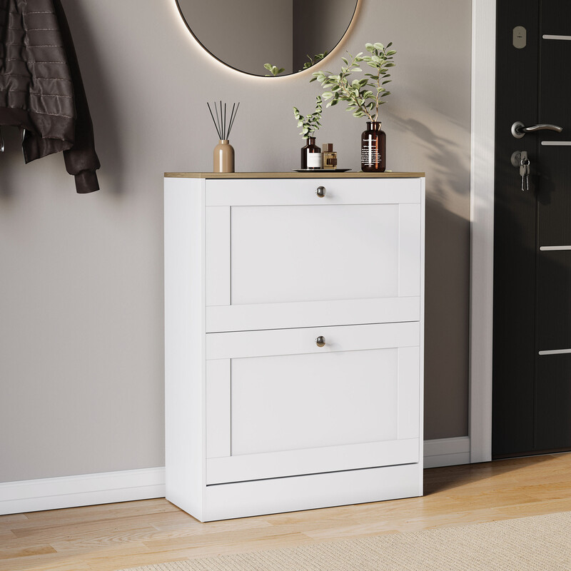 Vida Designs Shoe Cabinet Panelled 2 Doors White/Oak
