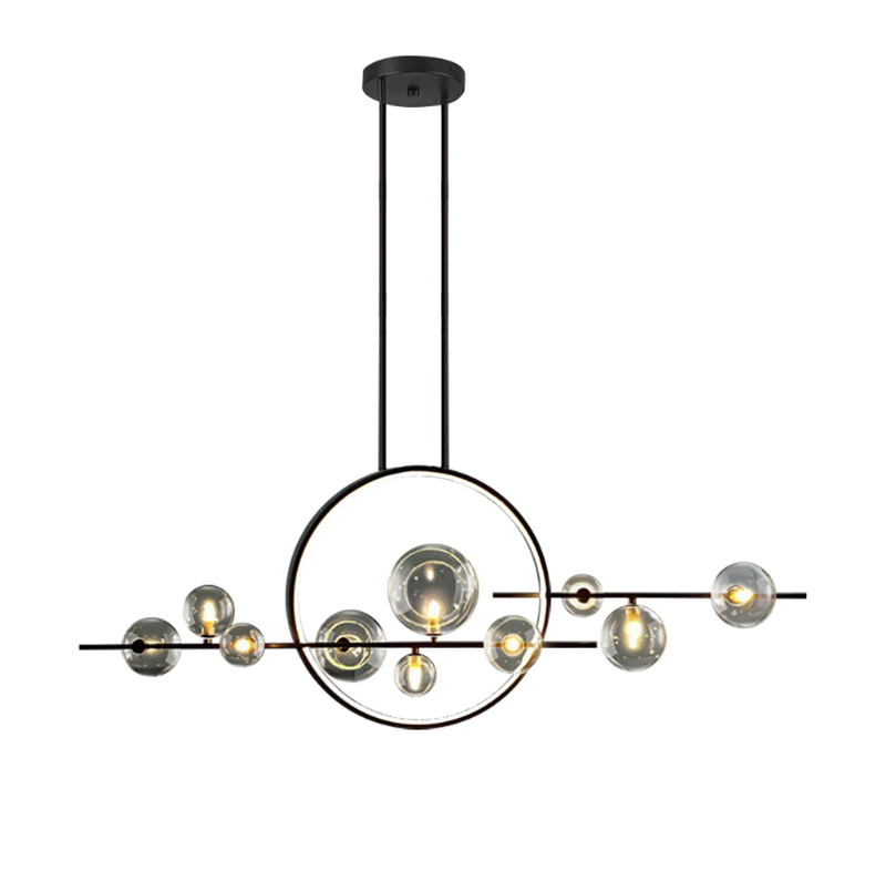 Modern Linear 10-Light Black Island Pendant Light for Kitchen & Dining Room