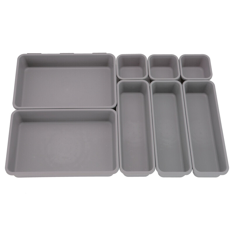 Addis 8 Piece Interlocking Drawer Organiser Set - Grey