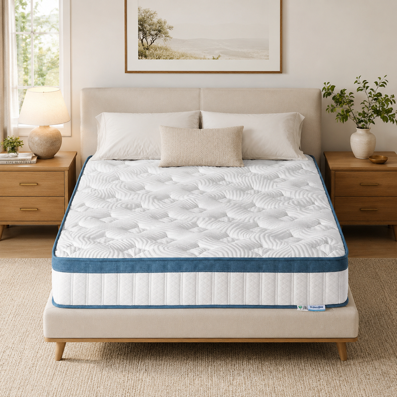 2er-Pack mittelfeste Einzelmatratze 90 x 200 cm, 25 cm hohes Hybrid-Schlafsystem mit zonierter Federkernunterstützung, weicher Viscoschaumschicht, geräuscharmem Komfort und hautfreundlichem Tencel-Bezug