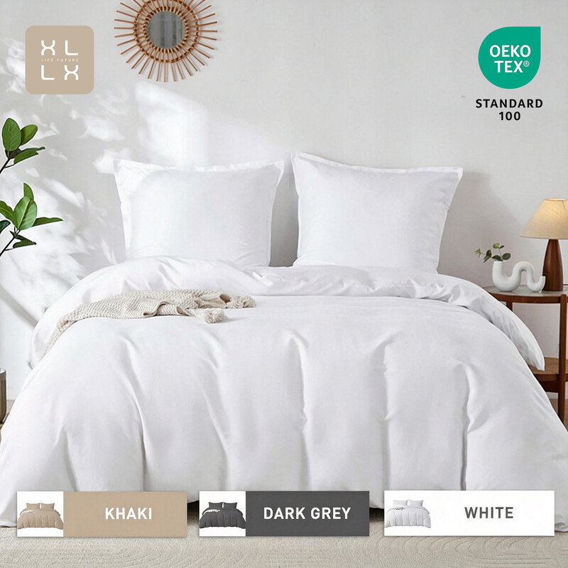 XLLX Witte Beddengoed Dekbedovertrekset, 200x200 cm/80x80 cm x 2 Ademend Duurzaam Zacht Comfortabel, Met Rits, 3 Stuks, Inclusief 1 Dekbedovertrek & 2 Kussenslopen, Geen Dekbed