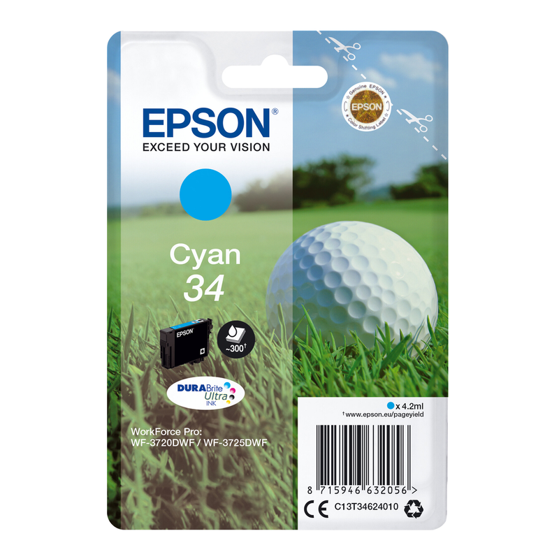 Epson Golfbal enkelverpakking cyaan 34 DURABrite Ultra inkt