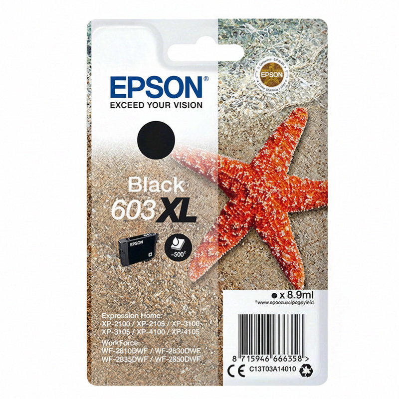 Epson C13T03A14020 inktcartridge, 1 stuk, origineel, hoge (XL) opbrengst, zwart