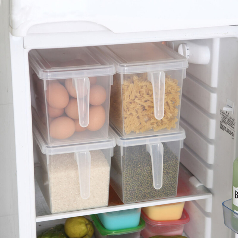 LIVINGANDHOME 4 Stück transparente Frischhaltedosen für den Kühlschrank, auslaufsicher & stapelbar