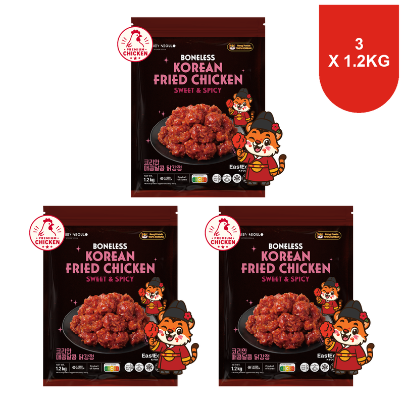 Rengi Koreaanse gefrituurde kip zoet en pittig familiepak 1,2 kg x 3