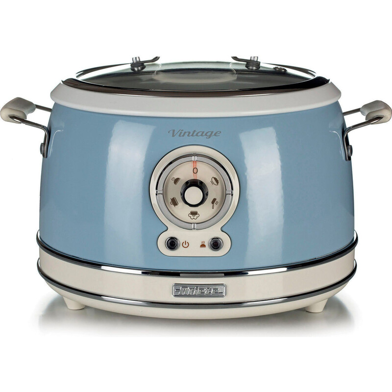 Ariete Multikocher: 5-in-1 Schongarer & Reiskocher mit 3 L Kapazität, 650 W & ofenfestem Topf. In Vintage-Blau, inkl. Zubehör.