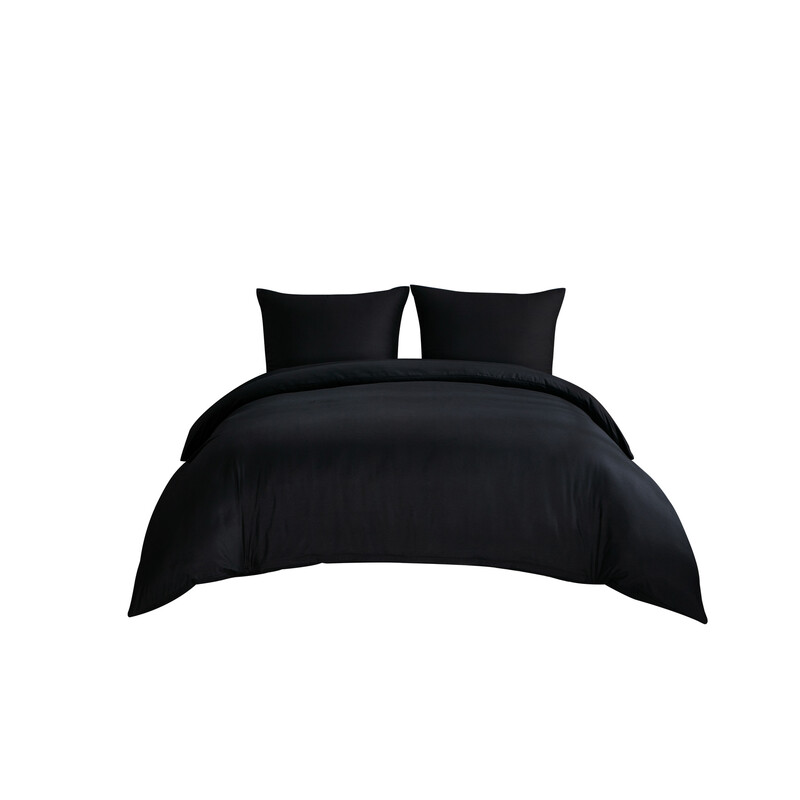 Beddengoed 135 x 200 cm, 4-delig, 2 dekbedovertrekken, 2 kussenslopen van 80 x 80 cm, microvezel, met rits, zwart, 90% polyester