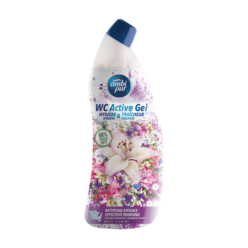Ambi Pur wc actieve gel witte bloemengeur 750 ml