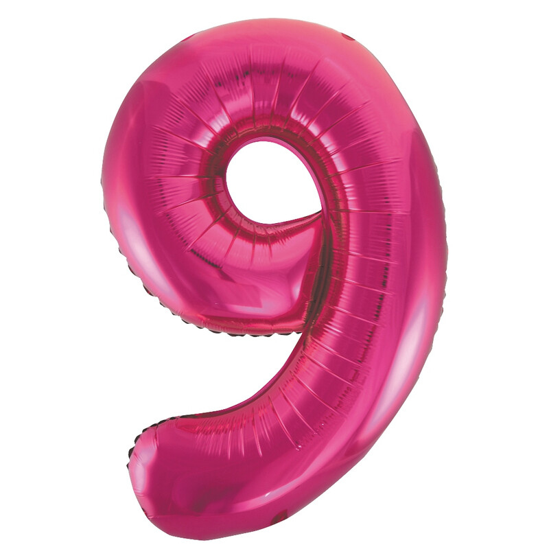 Unique Giant Number 9 Balloon, Pink, 86cm