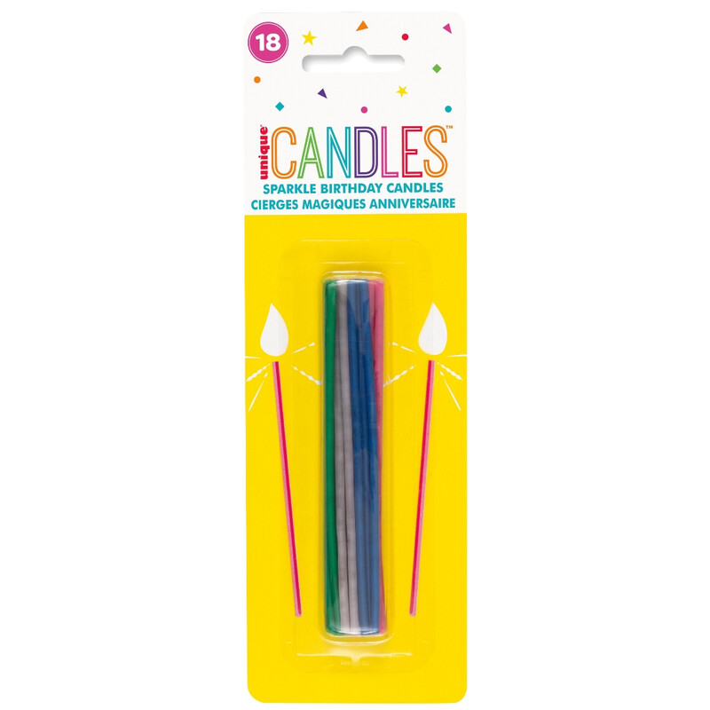 Unique Sparkler Candles, Assorted, 18 pack