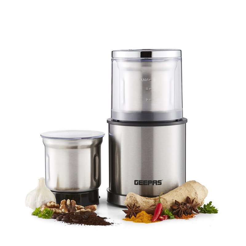 Electric Coffee Grinder & Food Processor, 200W, Wet & Dry Grinding, Silver - GCG41019