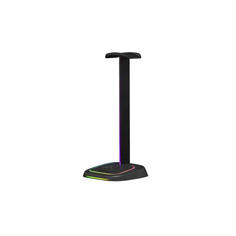 The G-LAB K-STAND-NEON-RGB-H Gaming-Headset-Ständer - RGB und USB-Anschluss - Schwarz