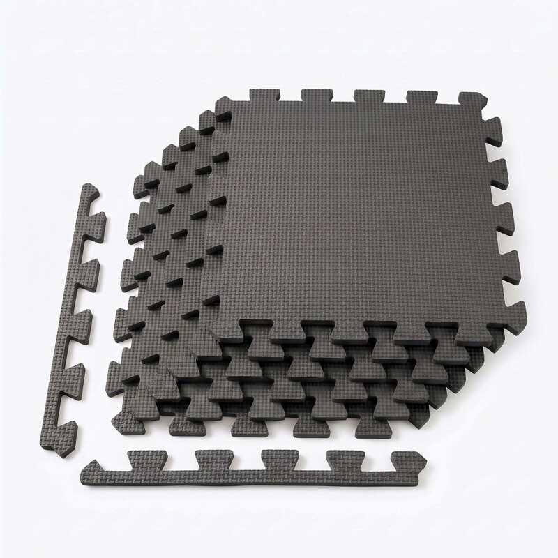 Benarita Steckbare Schaumstoff-Bodenmatten, 12×12 Zoll, 6er-Pack, Schwarz, ungiftiger EVA-Schaumstoff, stoßdämpfend, mit einfachem Steckdesign, für Kinderzimmer, Yoga, Fitness und Klassenzimmer