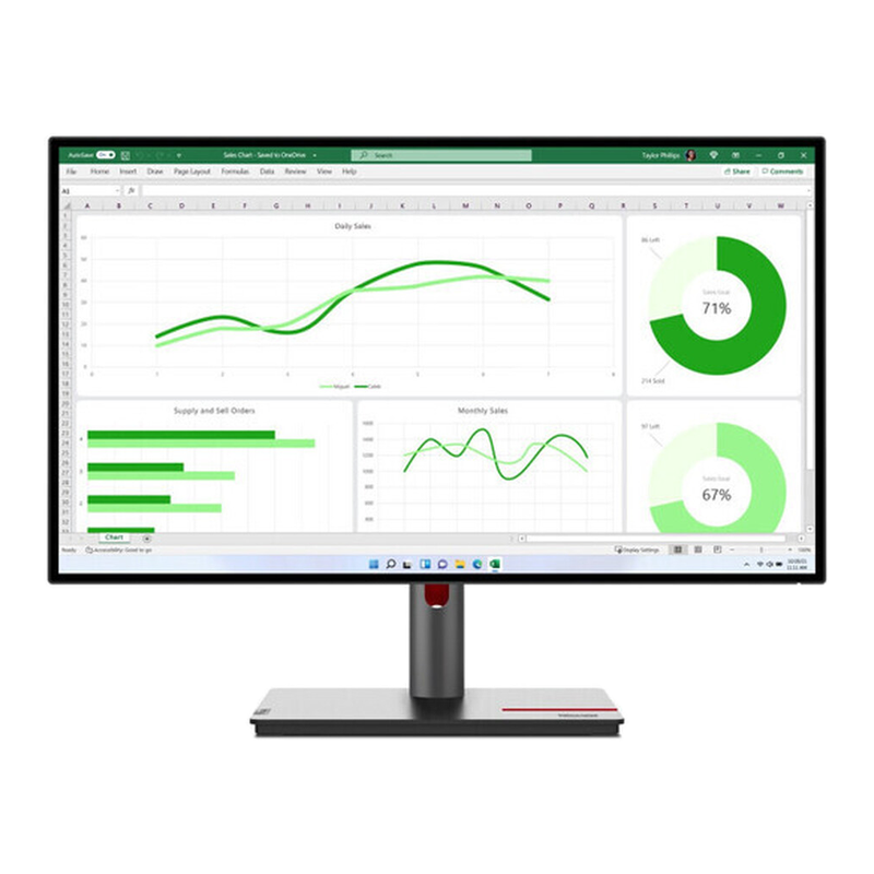 Lenovo ThinkVision P27q-30 LED-Monitor 68,6 cm (27 Zoll) 2560 x 1440 QHD 60 Hz IPS 350 cd/m² 1000:1 4 ms HDMI, DisplayPort Raben Schwarz