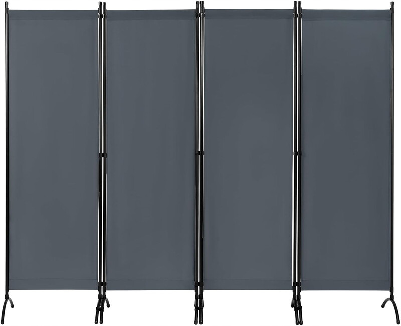 WOLTU Paravent 4 Teilig 224x182 cm Dunkelgrau, Raumteiler Freistehend Trennwand und Klappbar, Sichtschutz Spanische Wand für Innen- und Außenbereich, Ideal für Wohnzimmer, Balkon und Garten