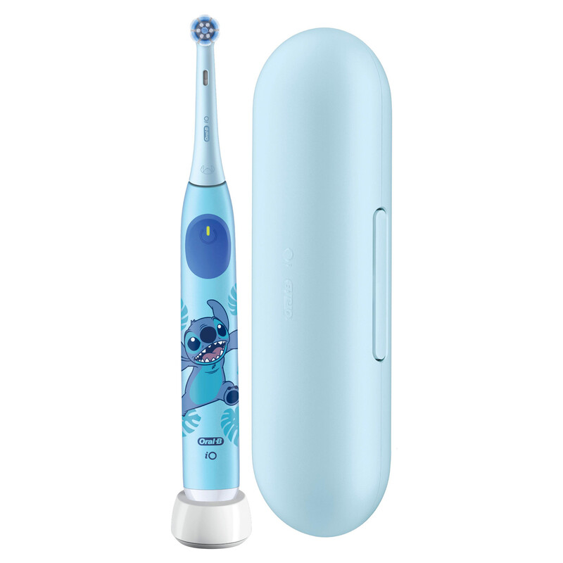 Oral-B iO Kids 6+ Disney Stitch Elektrische Zahnbürste mit 3 Putzmodi, Andruckkontrolle, App-Kompatibilität und Musik-Timer in Blau