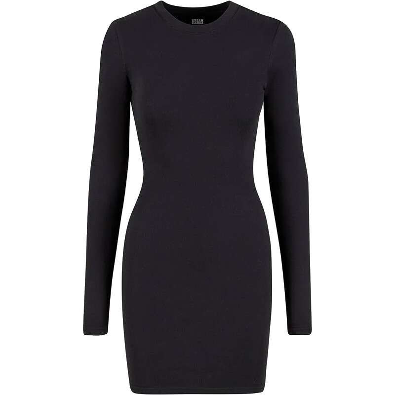Urban Classics Damen Cozy Ripp-Jerseykleid Schwarz