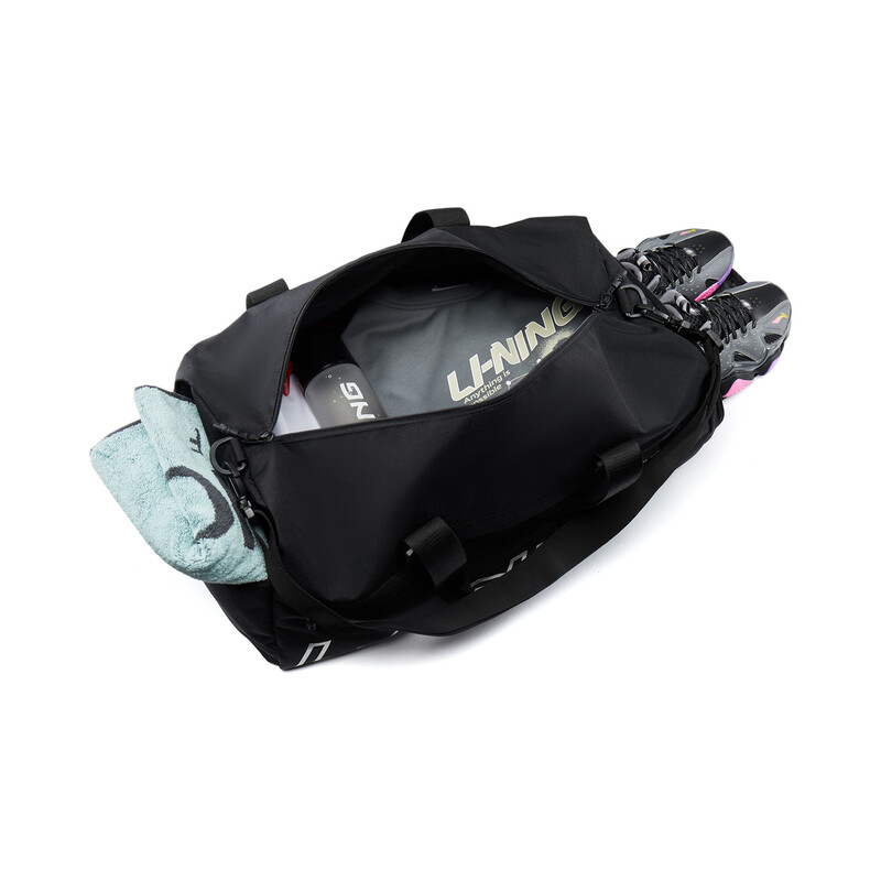 LI-NING Ultra-praktische Bucket Bag mit großem Fassungsvermögen — 3-in-1 Crossbody, Schulter- & Handtasche mit separatem Schuhfach, für verschiedene Szenen wie Fitnesstraining & Wandern Schwarz F 39 L