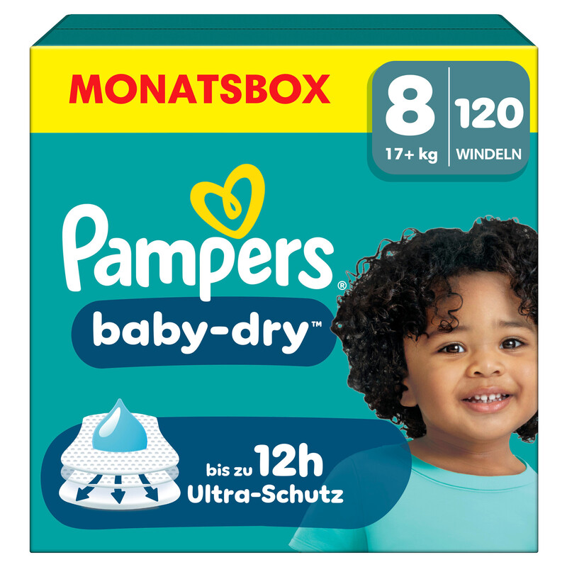 Pampers Baby Dry Gr.8 Extra Large 17+kg Monatsbox - 120 Stück