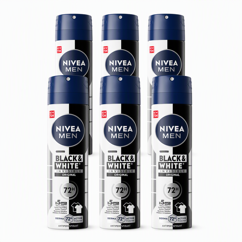 NIVEA MEN Deo Spray Black & White 150 ml (6-Pack)