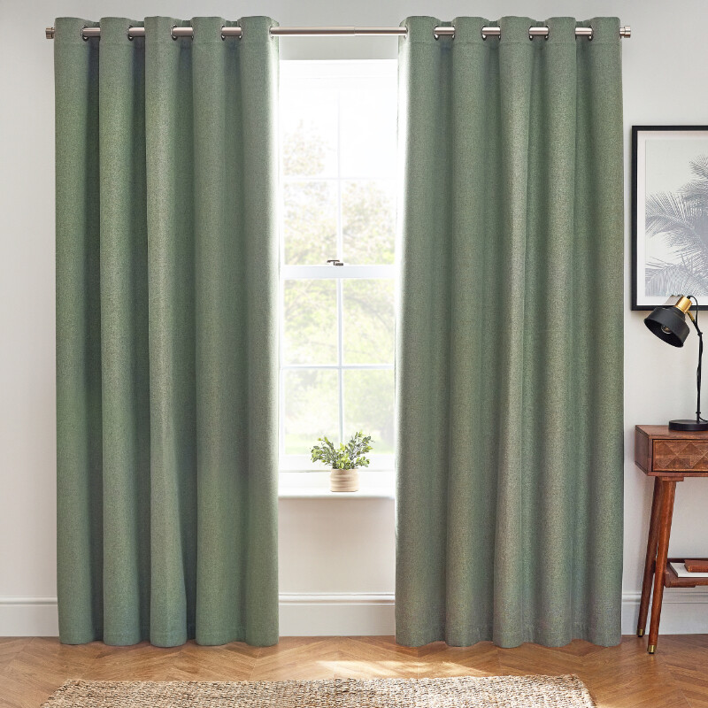 Eyelet Curtains Dawn Blackout Eucalyptus W:168xL:229cm