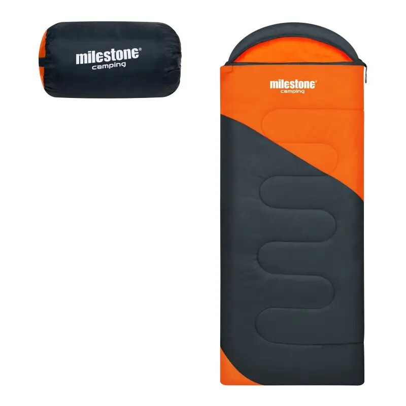 Hooded Sleeping Bag / 3 Season Single Envelope Style / 250gsm Water Resistant with Ca