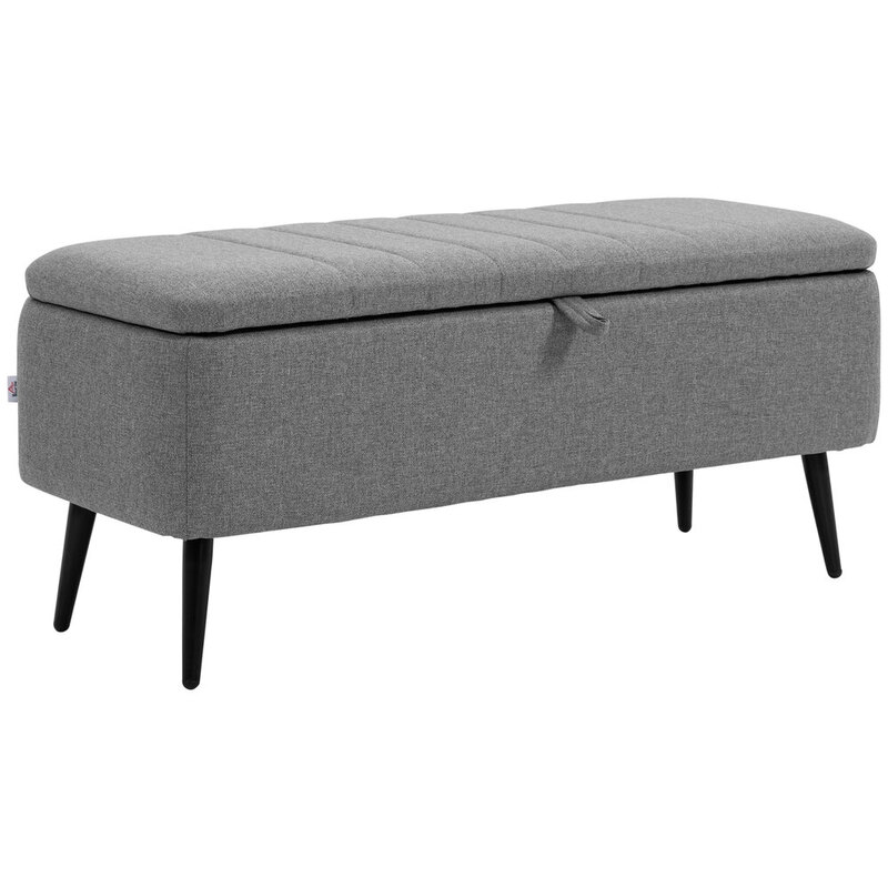 Ottoman Storage Panelled Grey/Black