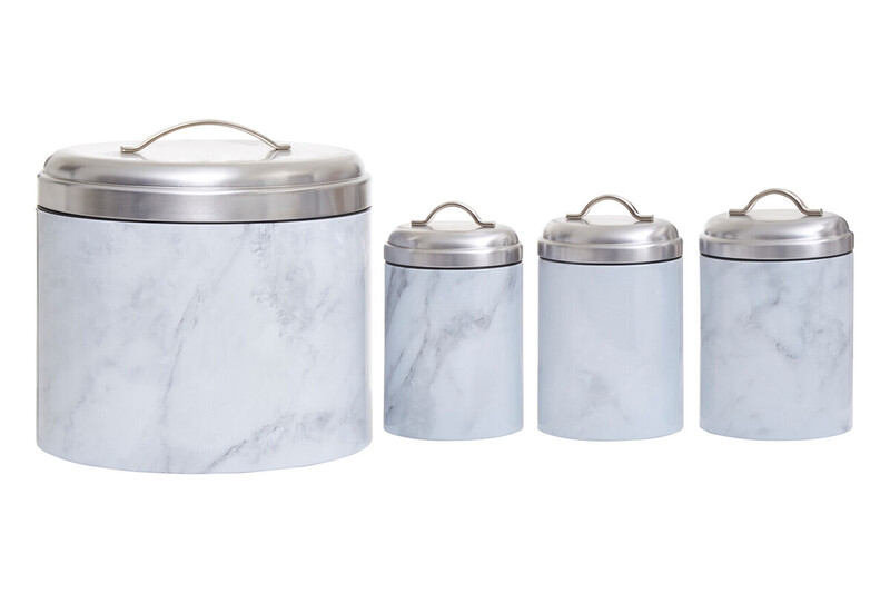 4 Piece Marble Effect Kitchen Storage Set