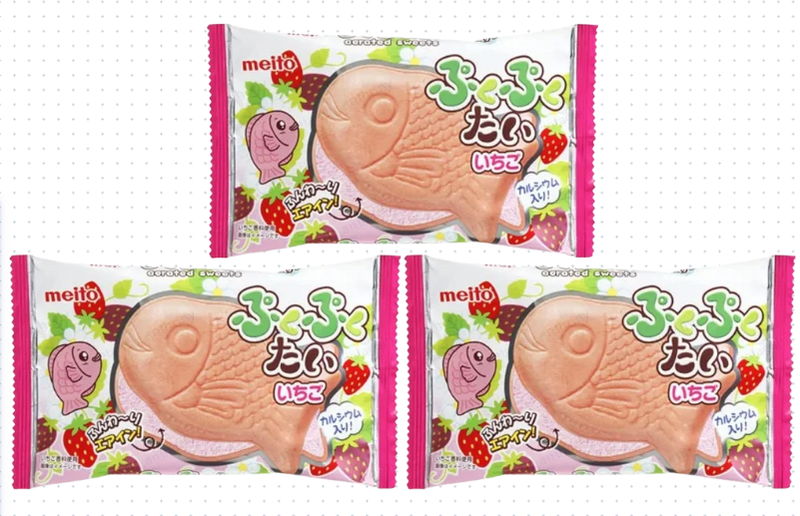 Meito Pukupukutai Chocolate Strawberry Wafer 16.5g x 3pcs